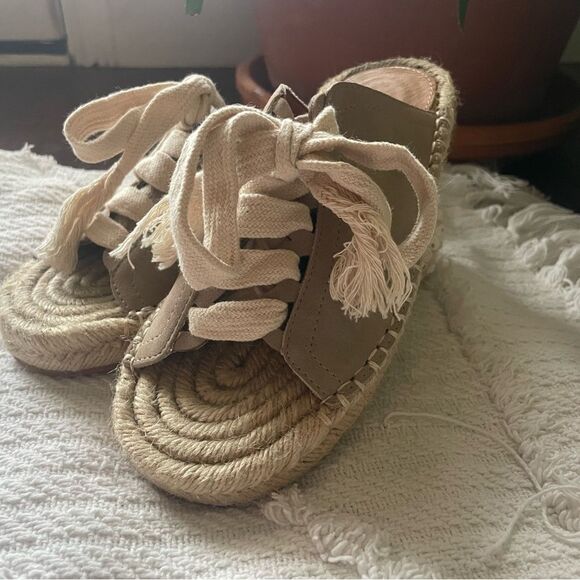 Cream Espadrilles with Rope Laces and Woven Sole - Picture 5 of 5